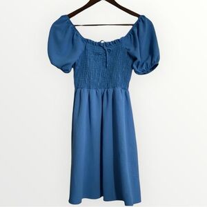 ALTAR’D STATE ✨ Women’s Blue Dress Puff Sleeve Mini Sundress Size Small
